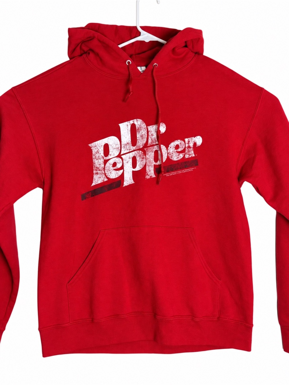 Distrested Logo Dr Pepper Red Hoodie Sweatshirt Size Medium